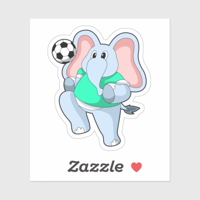 Elefant als Fußballspieler mit Fußball.PNG Aufkleber (Blatt)