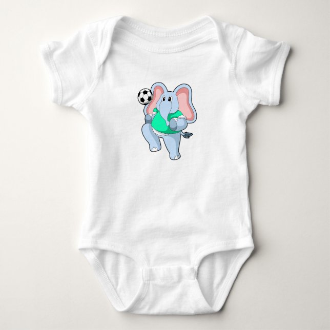 Elefant als Fußballspieler mit Fußball.PNG Baby Strampler (Vorderseite)