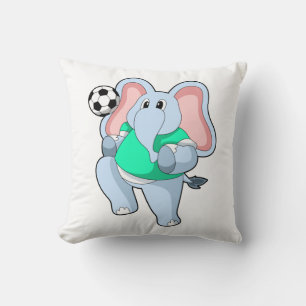 Elefant als Fußballspieler mit Fußball.PNG Kissen