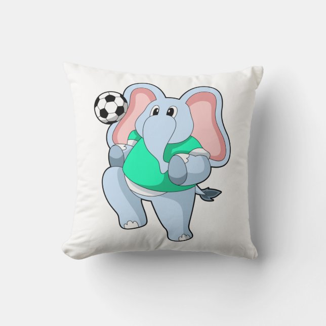 Elefant als Fußballspieler mit Fußball.PNG Kissen (Vorderseite)