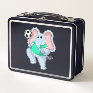 Elefant als Fußballspieler mit Fußball.PNG Metall Brotdose