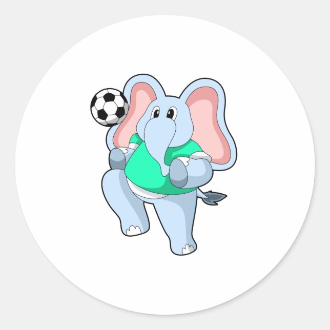 Elefant als Fußballspieler mit Fußball.PNG Runder Aufkleber (Vorderseite)