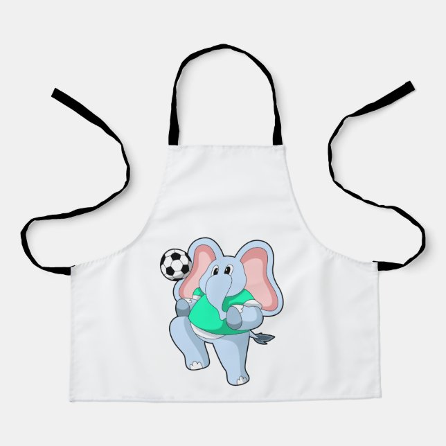 Elefant als Fußballspieler mit Fußball.PNG Schürze (Vorderseite)