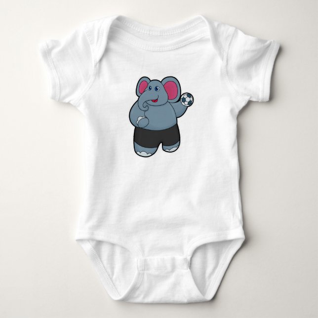 Elefant als Handballspieler mit Handball Baby Strampler (Vorderseite)