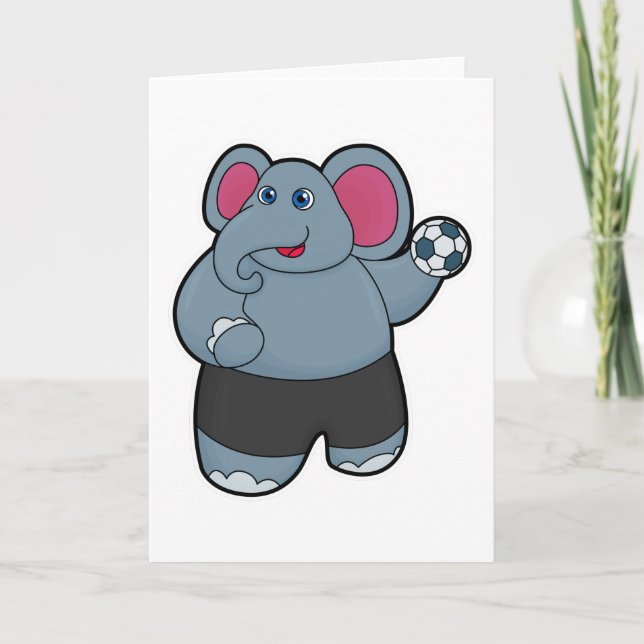 Elefant als Handballspieler mit Handball Karte (Vorderseite)