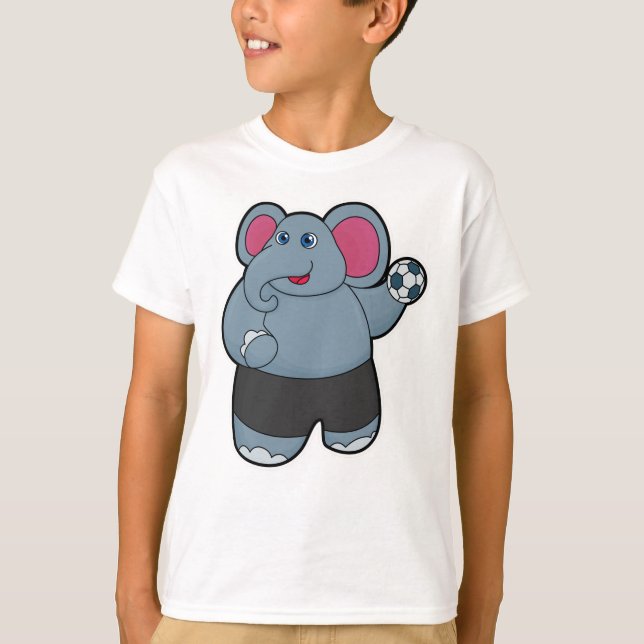Elefant als Handballspieler mit Handball T-Shirt (Vorderseite)