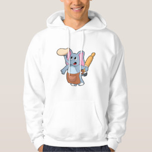 Elefant als Koch mit Button und Teig Hoodie