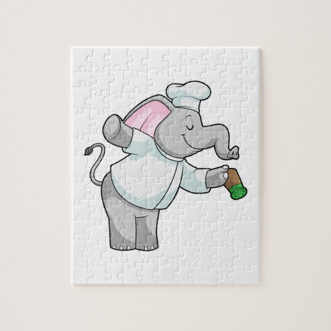 Elefant als Koch mit Salzstreuer (Vertikal)