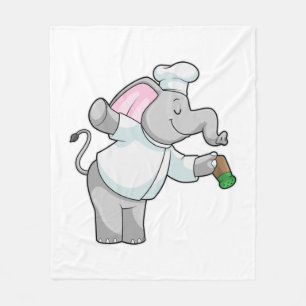 Elefant als Koch mit Salzstreuer Fleecedecke