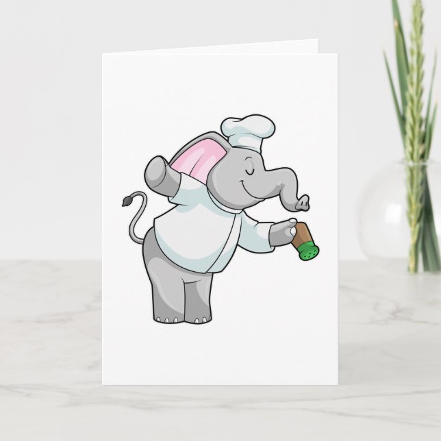 Elefant als Koch mit Salzstreuer Karte (Vorderseite)