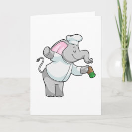Elefant als Koch mit Salzstreuer Karte
