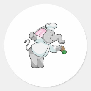 Elefant als Koch mit Salzstreuer Runder Aufkleber