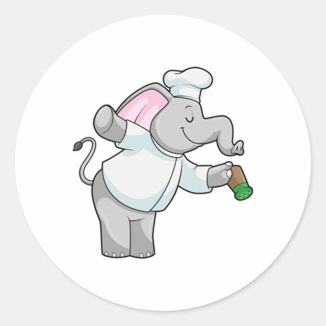Elefant als Koch mit Salzstreuer Runder Aufkleber (Vorderseite)