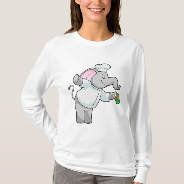 Elefant als Koch mit Salzstreuer T-Shirt (Vorderseite)