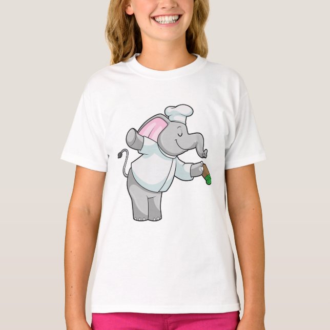 Elefant als Koch mit Salzstreuer T-Shirt (Vorderseite)