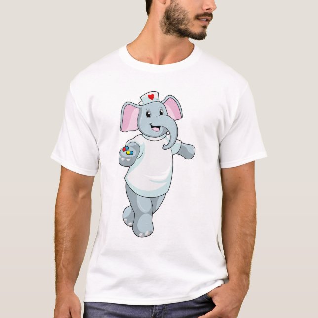 Elefant als Krankenschwester mit Medizin T-Shirt (Vorderseite)