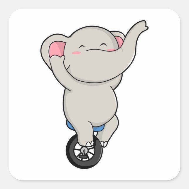 Elefant als Künstler bei Zirkus mit Reifen Quadratischer Aufkleber (Vorderseite)