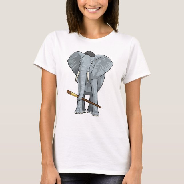 Elefant als Maler mit Pinsel T-Shirt (Vorderseite)
