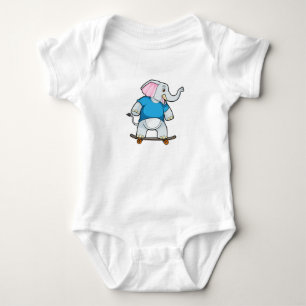 Elefant als Skater mit Skateboard Baby Strampler