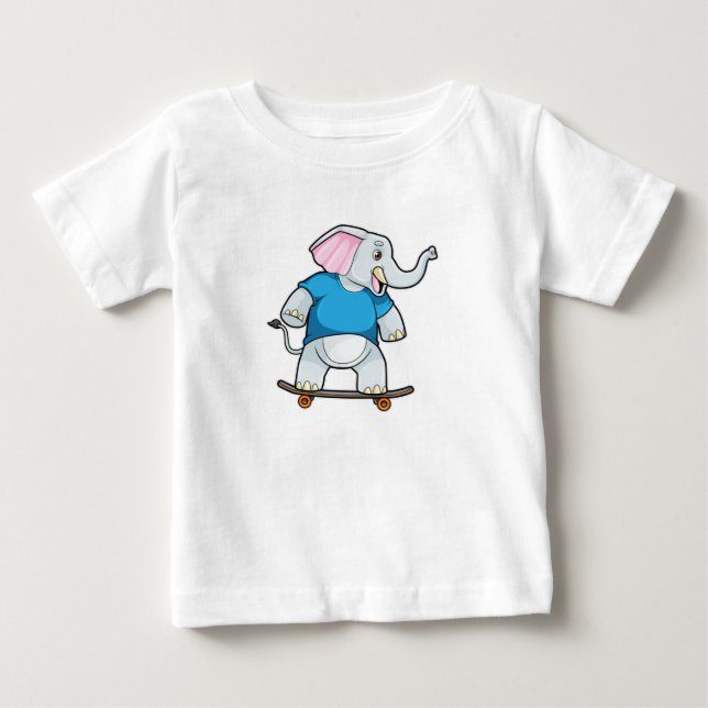 Elefant als Skater mit Skateboard Baby T-shirt (Vorderseite)
