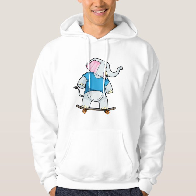 Elefant als Skater mit Skateboard Hoodie (Vorderseite)