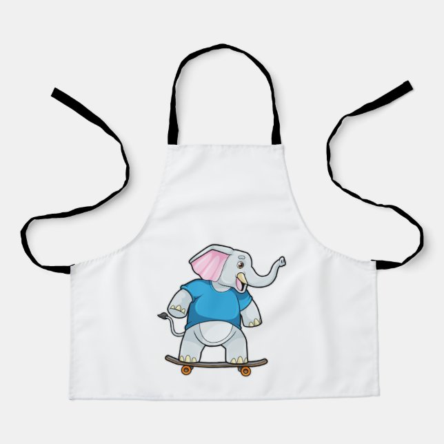 Elefant als Skater mit Skateboard Schürze (Vorderseite)