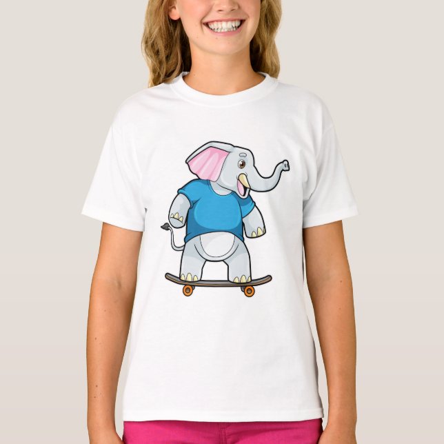 Elefant als Skater mit Skateboard T-Shirt (Vorderseite)
