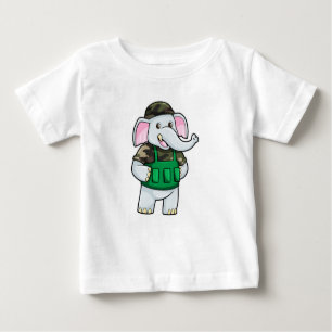 Elefant als Soldat mit Uniform & Helm Baby T-shirt