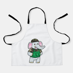 Elefant als Soldat mit Uniform & Helm Schürze