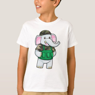 Elefant als Soldat mit Uniform & Helm T-Shirt