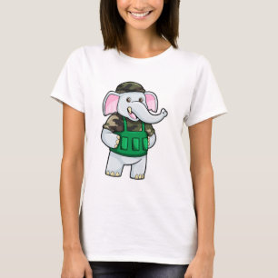 Elefant als Soldat mit Uniform & Helm T-Shirt
