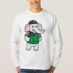 Elefant als Soldat mit Uniform & Helm T-Shirt