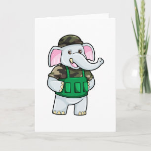 Elefant als Soldat mit Uniform und Helm Karte