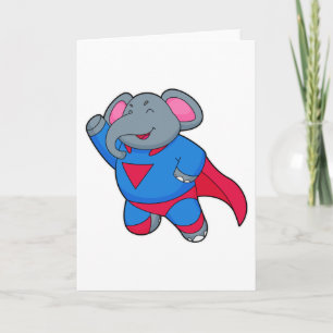 Elefant als Superheld Karte