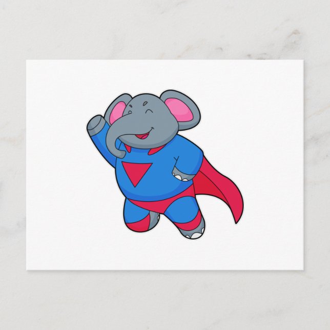 Elefant als Superheld Postkarte (Vorderseite)
