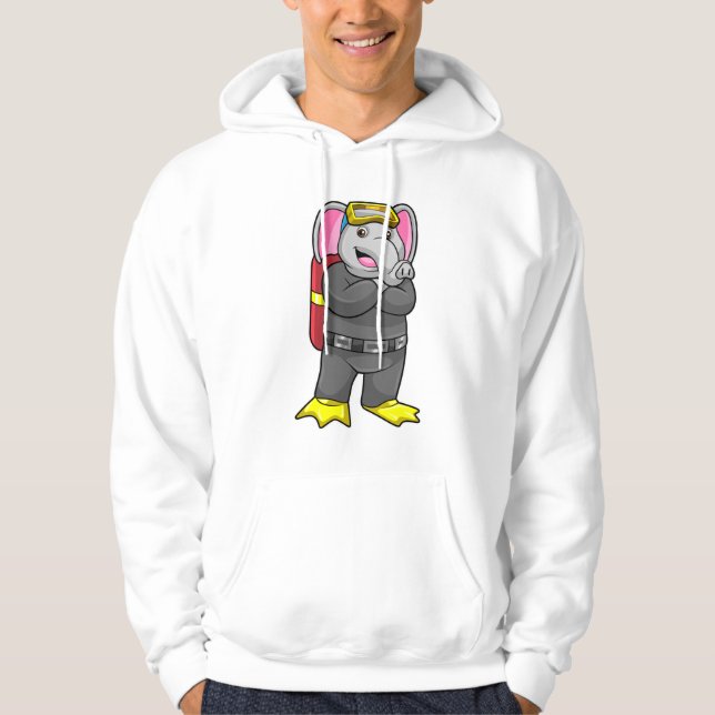 Elefant als Taucher mit Tauchbrille Hoodie (Vorderseite)