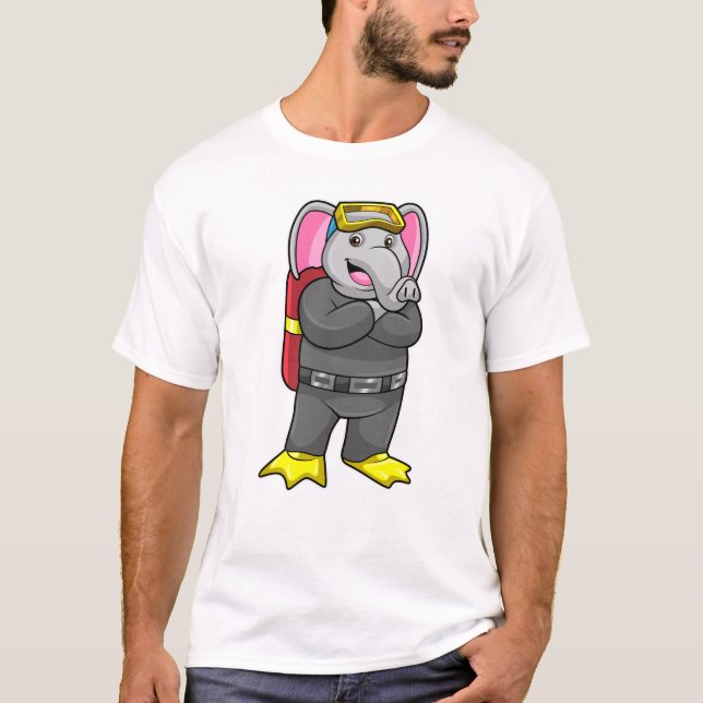 Elefant als Taucher mit Tauchbrille T-Shirt (Vorderseite)