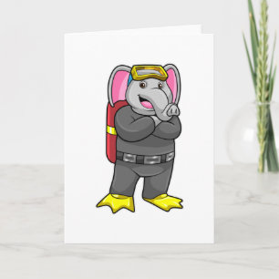 Elefant als Taucher mit Taucherbrille Karte