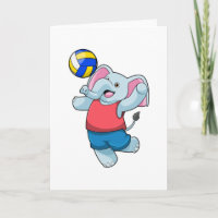 Elefant als Volleyballspieler mit Volleyball
