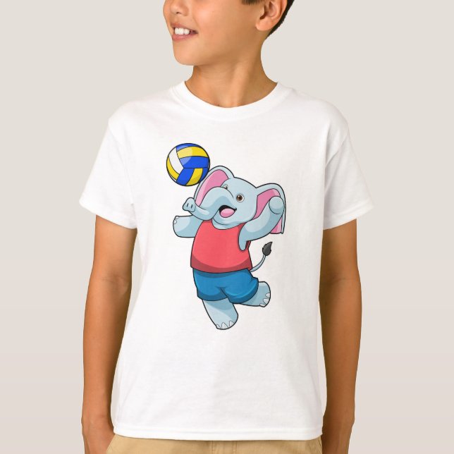 Elefant als Volleyballspieler mit Volleyball T-Shirt (Vorderseite)