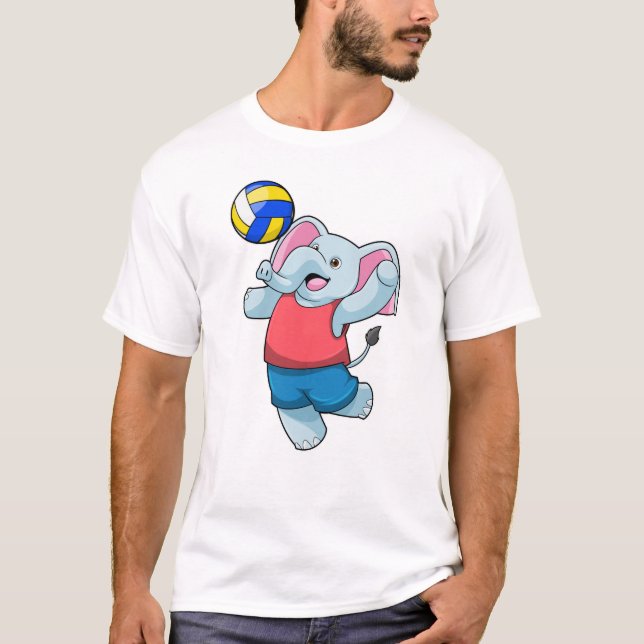 Elefant als Volleyballspieler mit Volleyball T-Shirt (Vorderseite)
