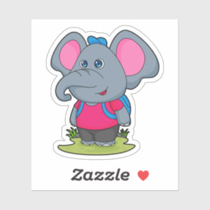 Elefant als Wiker mit Rucksack Aufkleber