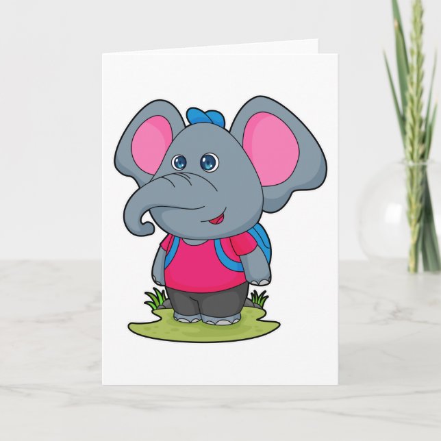 Elefant als Wiker mit Rucksack Karte (Vorderseite)