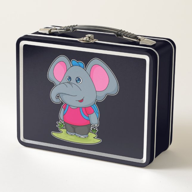 Elefant als Wiker mit Rucksack Metall Brotdose (Vorderseite)