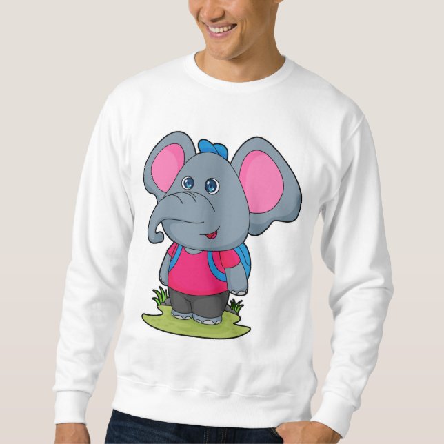 Elefant als Wiker mit Rucksack Sweatshirt (Vorderseite)