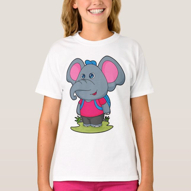 Elefant als Wiker mit Rucksack T-Shirt (Vorderseite)