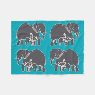 Elefant-aquamarine Fleece-Decke Fleecedecke