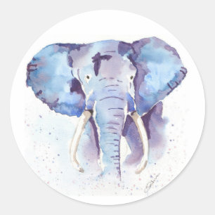 Elefant-Aquarell-Aufkleber Runder Aufkleber
