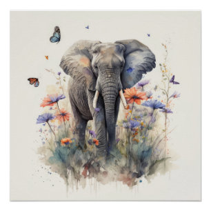 Elefant Aquarell Kunst Poster