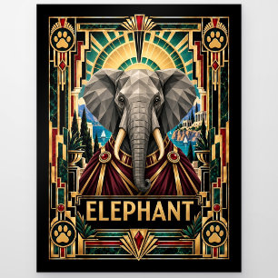 Elefant, Art Deco Wildlife Postkarte